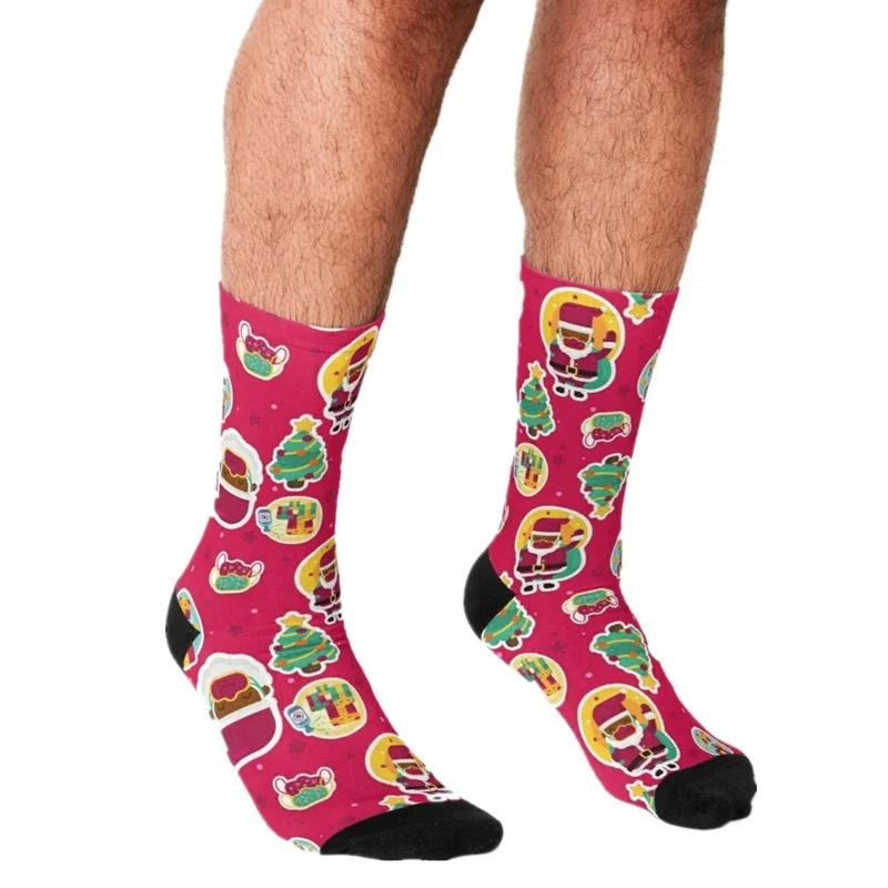 

Funny Men's socks face mask black santa tree Pattern Printed hip hop Men Happy Socks cute boys street style Crazy Socks for men