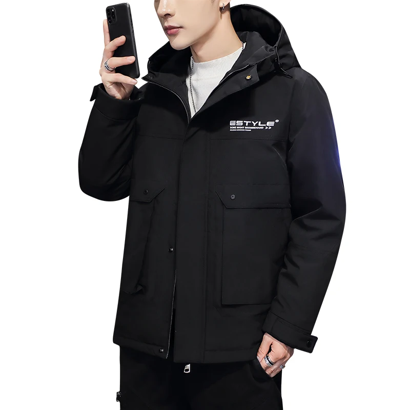 Down jacket Men's short thickened 2021 handsome youth trend coat white eider down jacket High quality 90 White duck down brand