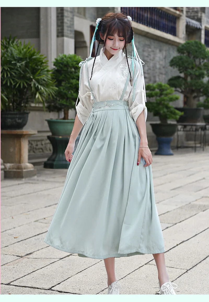 Традиционное китайское платье Hanfu для женщин современное на бретелях hanbow одежда
