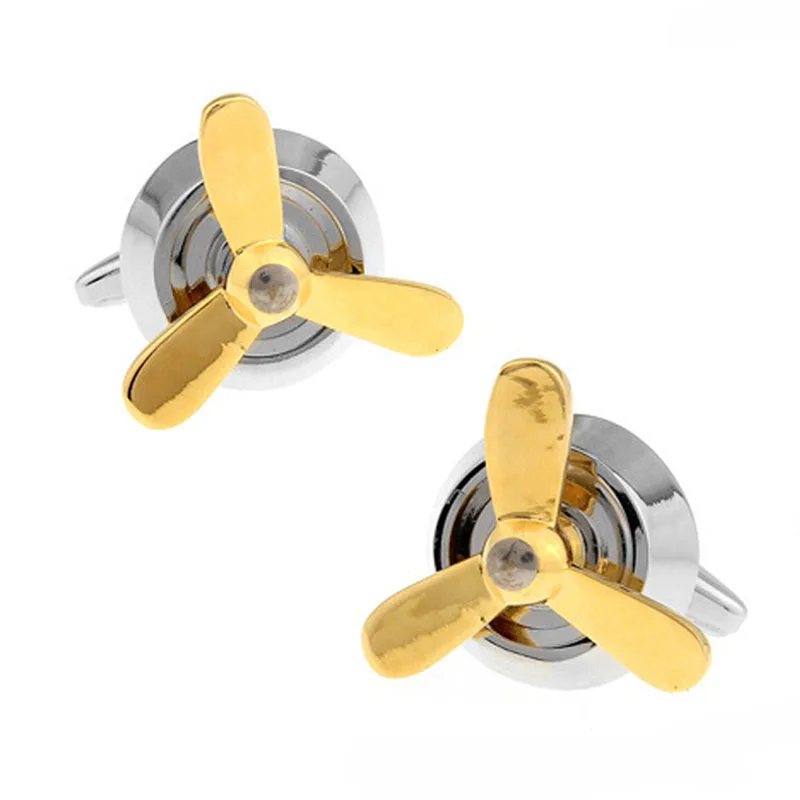 

Men's Cufflinks Fighter Propeller Blades Gold and Silver Color Plating French Shirt Cuff Links Mens Jewelry Gifts