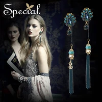 special new fashion tassle earrings long drop earrings rhinestones ear pins ear clips bohemian jewelry gifts for women ed150819