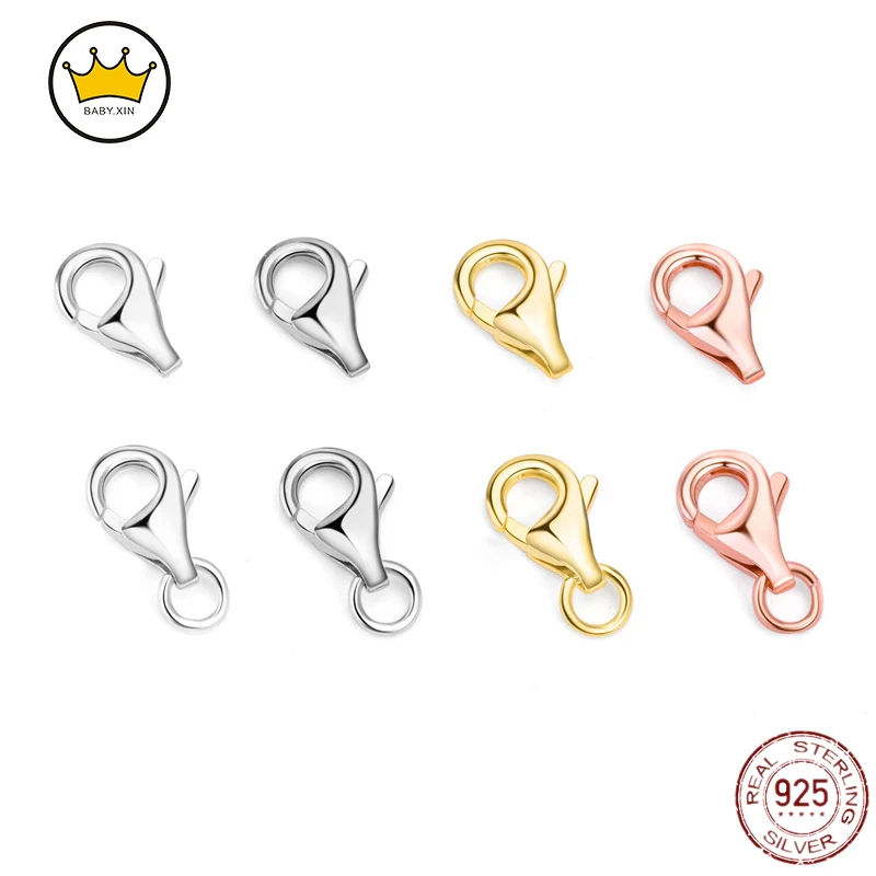 

Застежки-карабины из серебра 925 пробы, 8 мм, 4 цвета, для ожерелья/браслета, 5 шт.