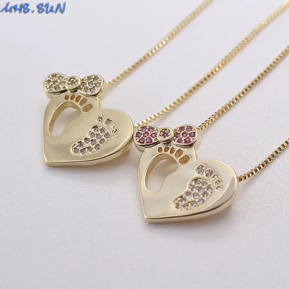 MHS.SUN 1 шт. ожерелье с подвеской в форме сердца кубическим цирконием дизайн ног