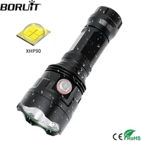 boruit 3xhp90 led powerful flashlight 5000lm 6 mode waterproof torches rechargeable 26650 lantern for hunting camping