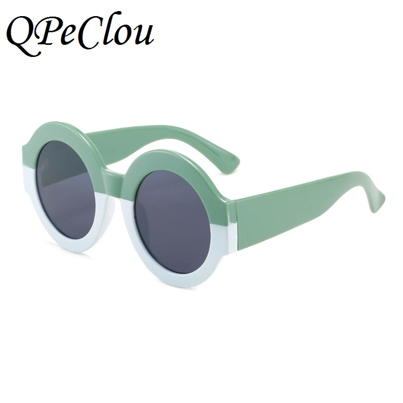 

2021 New Fashion Double Color Round Sunglasses Women Vintage Brand Designer Big Frame Green Sun Glasses Female Show Shades