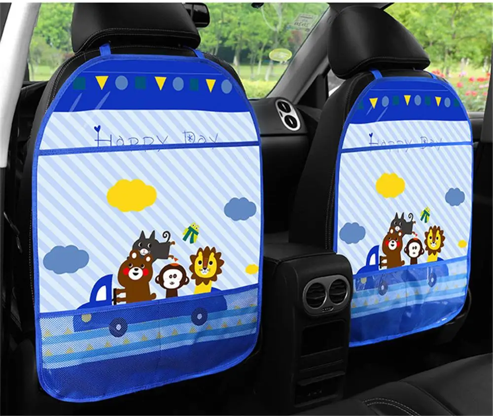 2X Happy Day Мультяшный защитный чехол на заднее сиденье автомобиля, автомобильный Органайзер, подставка для планшета, подвесная сумка, автомобильный держатель для хранения, коврик для автомобиля, аксессуары для автомобиля - Название цвета: 2X Happy Day