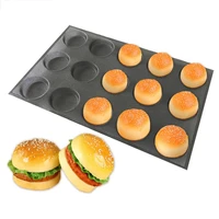 goldbaking silicone bun bread forms non stick baking sheets perforated hamburger molds muffin pan tray baking accessories