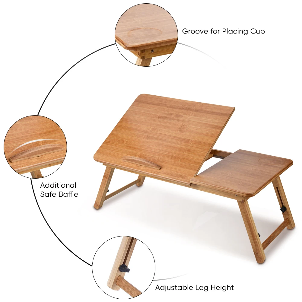 

Portable Foldable Wooden Bamboo Laptop Table Adjustable Sofa Bed Tray Breakfast Laptop Desk Office Laptop Stand Holder