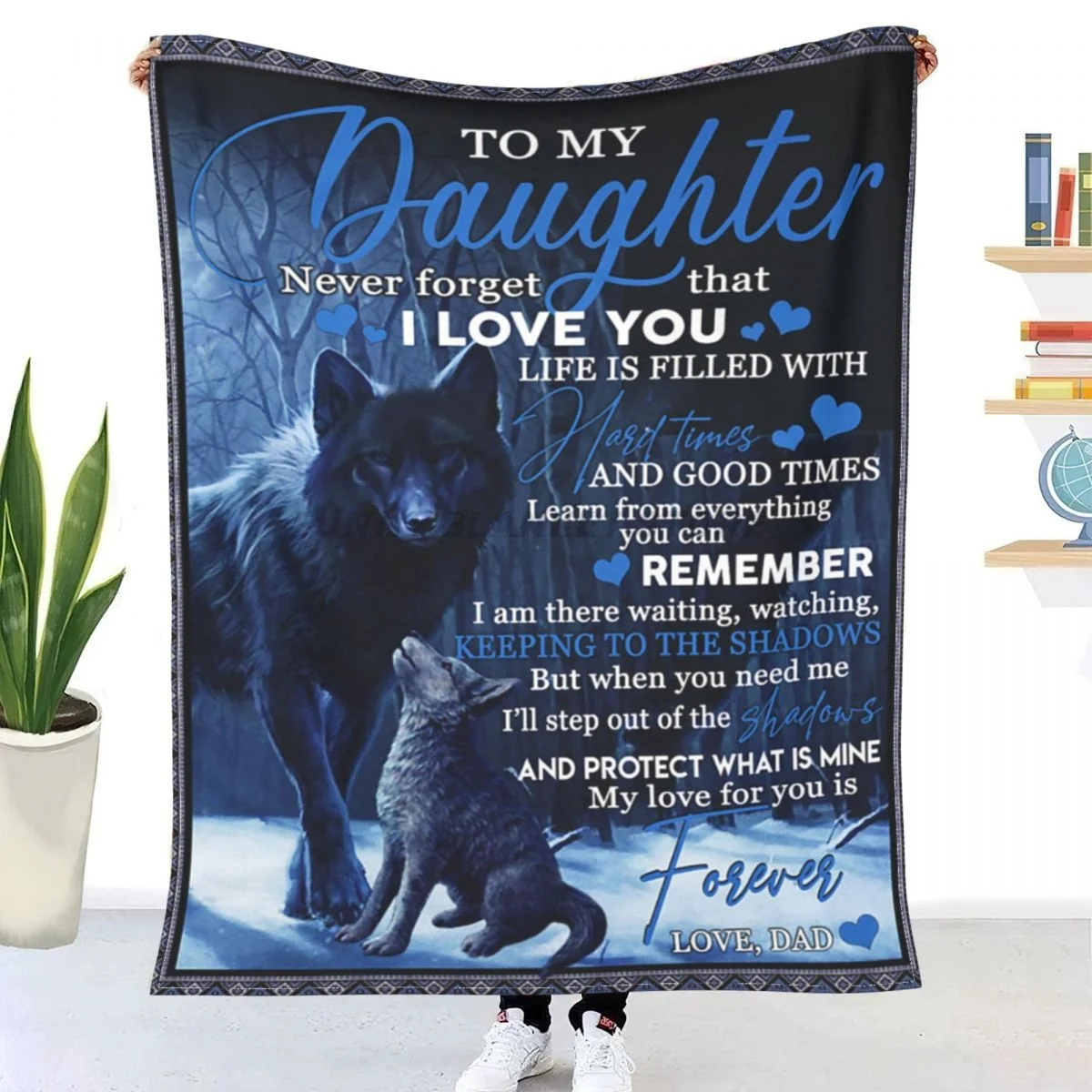 A-To My Daughter Never Forget That I Love You Gift Sherpa Blankets Ultra Soft Flannel Fleece Throw Blankets for Couch Sofa Bed 