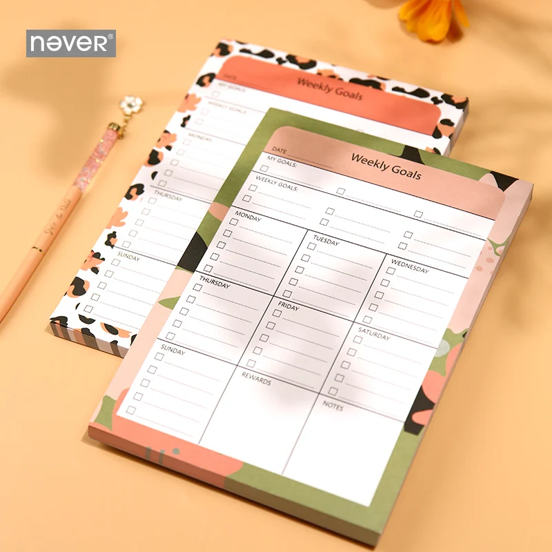 Never Leopard Grain Memo Pad Sticky Notes Weekly Goals Planner Organizer милый блокнот для украшения офиса
