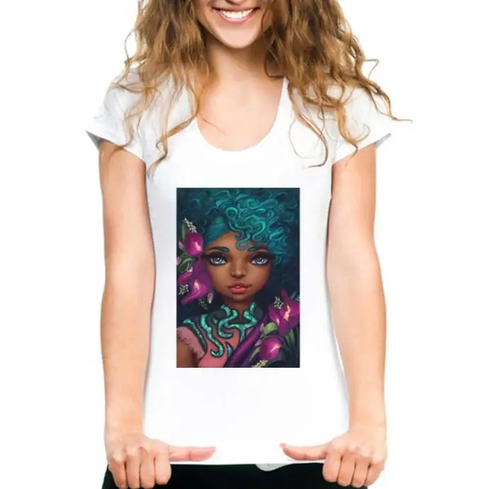 

YEMUSEED New Women T-shirt Black Girl T-shirt printing Tee shirt Short sleeve Tops FFV300