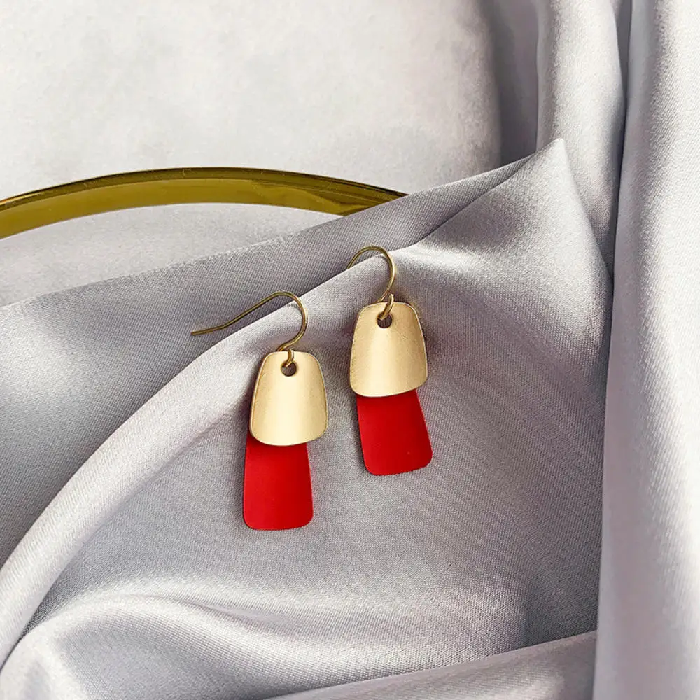 1 пара Женские Геометрические серьги в Корейском стиле контрастные цветные