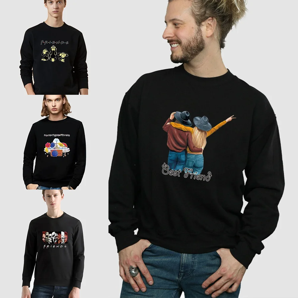 

Friends Print Men Long Sleeve Sweatshirt Hoodis Loose Streetwear Casual Harajuku Spring Autumn Round Neck Fashion Teenagers Tops