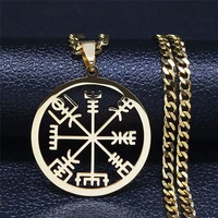 2020 fashion amulet viking stainless steel necklace gold color pendant necklaces menwomen jewelry cadenas de oro n3048s05