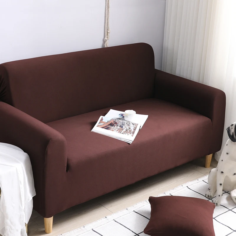 Краткое коричневое растяжение и эластичный материал диване крышка набор диванов
