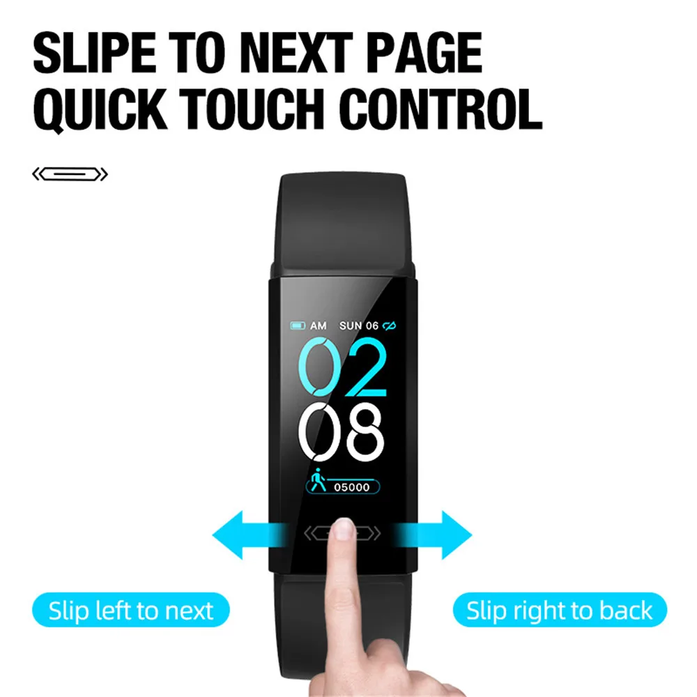 

2021 Body Temperature Monitor Smart Wristband, IP68 50m Waterproof Smart Band, Heart Rate Blood Pressure Fitness Bracelet Watch