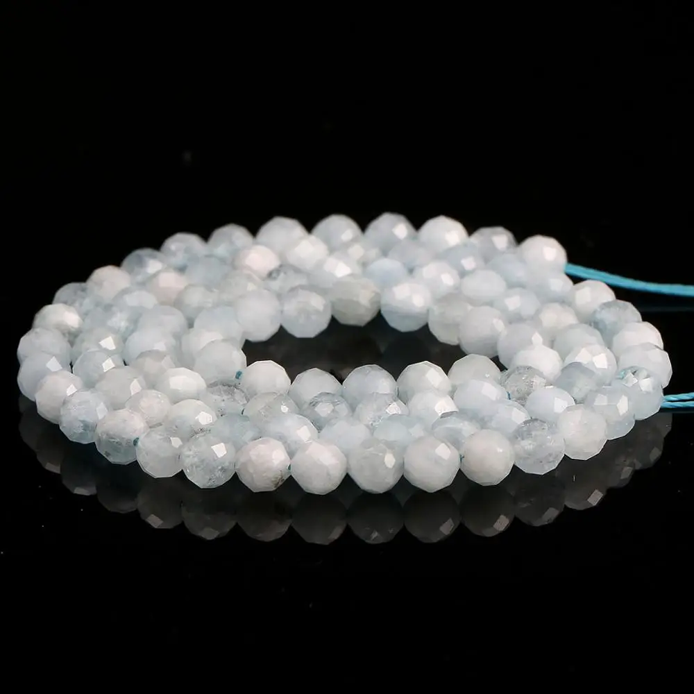 

Natural Stone Faceted Small Beads Aquamarinee Beaded 2 3 4mm Loose Beads for Jewelry Making DIY Necklace Bracelet Accessories