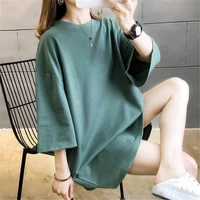 extra large size short sleeve t shirt womens solid color spring and summer cotton double bottom shirt t shirt m 4xl
