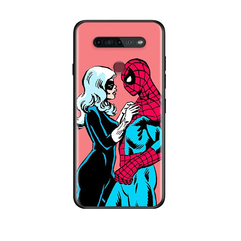 

Marvel Avengers Spider-Man Super Hero For LG G8 G8S G8X V30 V30S V40 V50 V50S V60 Q60 ThinQ 5G TPU Silicone Black Phone Case