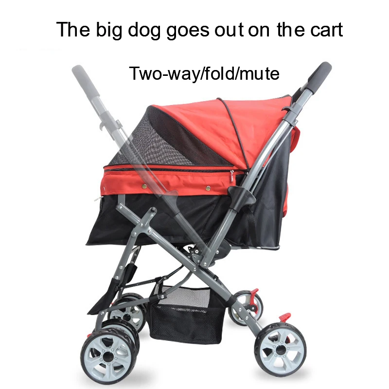 Portable Folding Pet Stroller Small And Medium-Sized Four Wheels Outdoor Travel Supplies Old Age A Disability Pregnancy Pet Cart