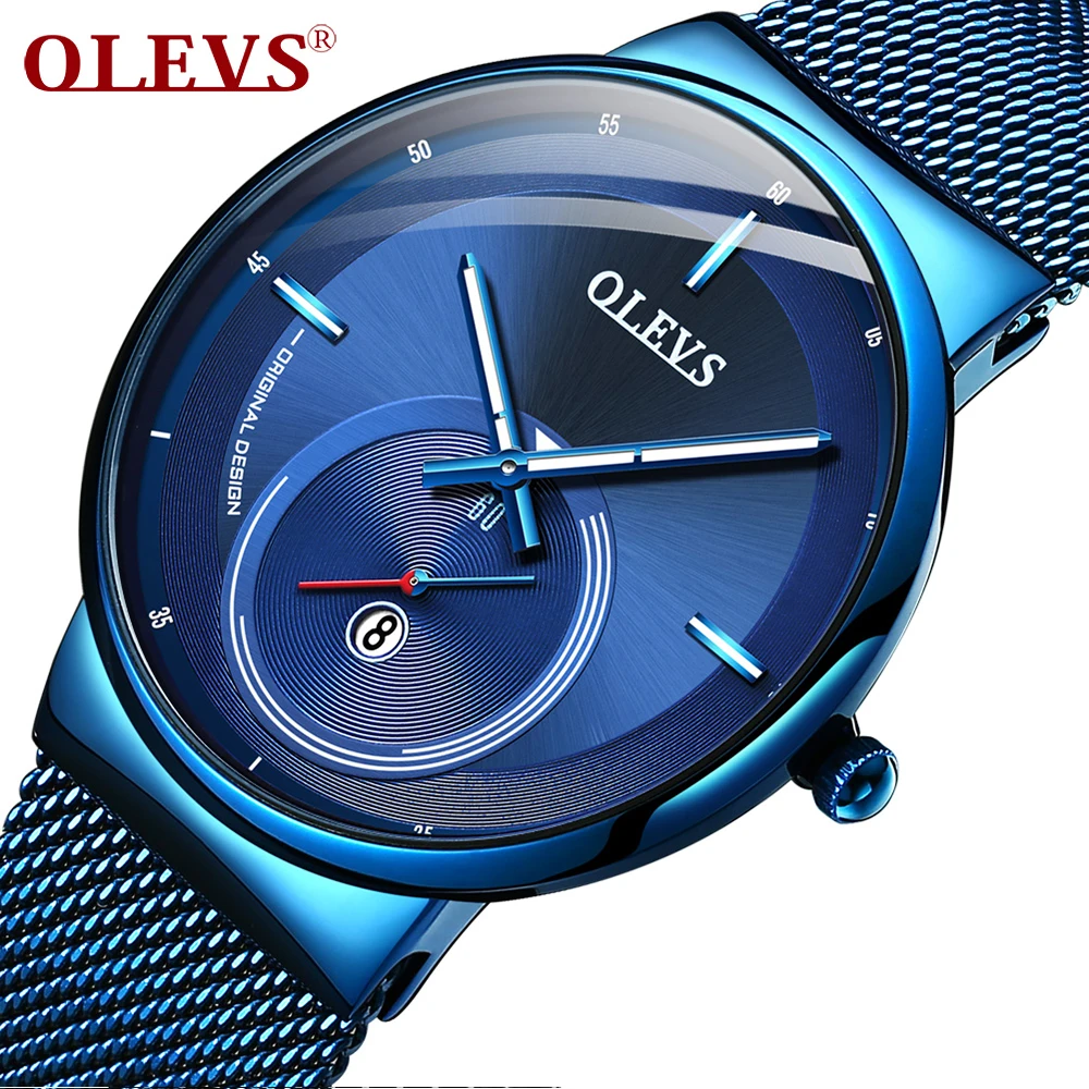 

OLEVS 2020 New Stainless Steel Mesh Casual sport Wristwatch Original movement Luxury Quartz men watch Date Analog Clocks