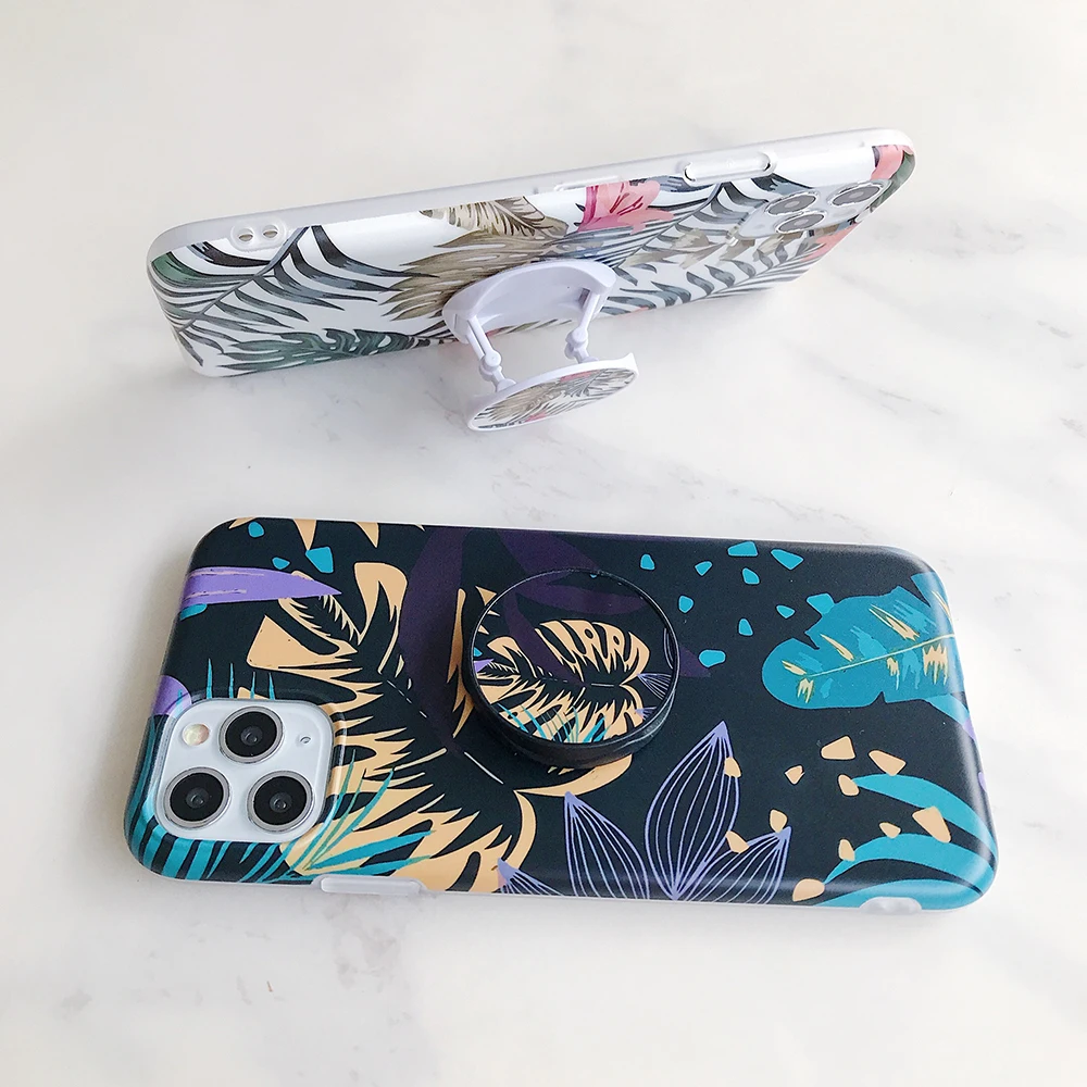 LOVECOM Винтажный чехол для телефона с банановым листом и держателем iPhone 12 Mini 11 Pro Max XR