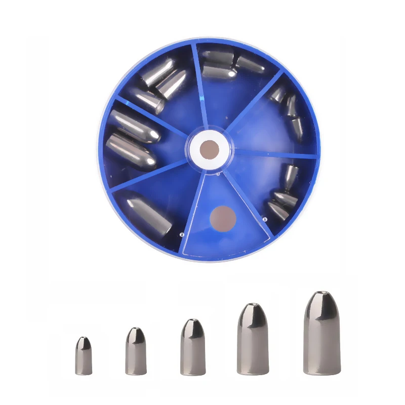 

15Pcs/Box Pure Tungsten fishing sinker casting Worm bullet sinkers Fishing weights for Texas rigs Bass Pike fishing tackle
