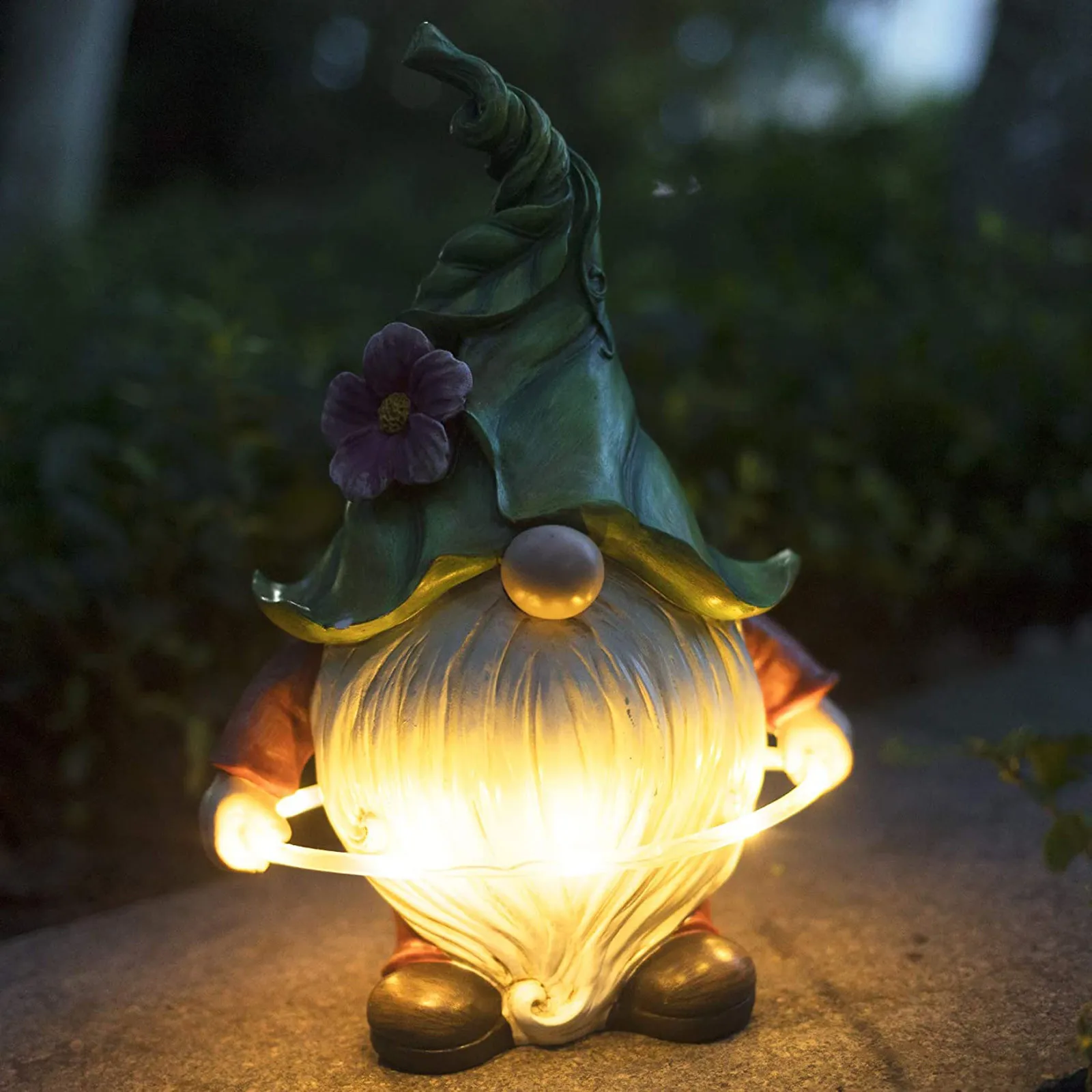 

Garden Dwarf Statue Resin Dwarf Statue Carrying Magic Ball and Solar LED Light Crafts Home Decoration Ornaments Figurines