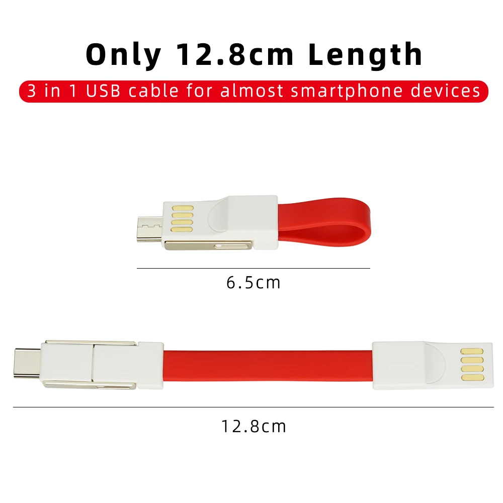 CHAURE, 3 в 1, USB кабель, мини брелок, 2А, портативный магнитный кабель для быстрой зарядки, для освещения типа C, микро-кабель для синхронизации данных и зарядки