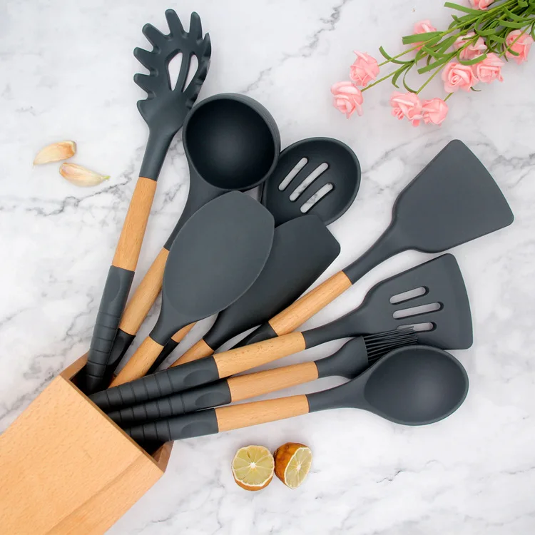 

9pcs Kitchenware Silicone Cookware Cooking Spatula 9 Piece Set Non-slip Handle Nonstick Cookware Cooking Spatula Kitchen Tool