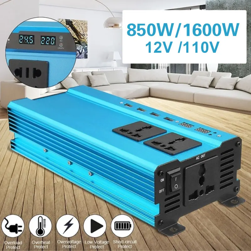 Портативный автомобильный инвертор преобразователь 12 В постоянного тока в 110