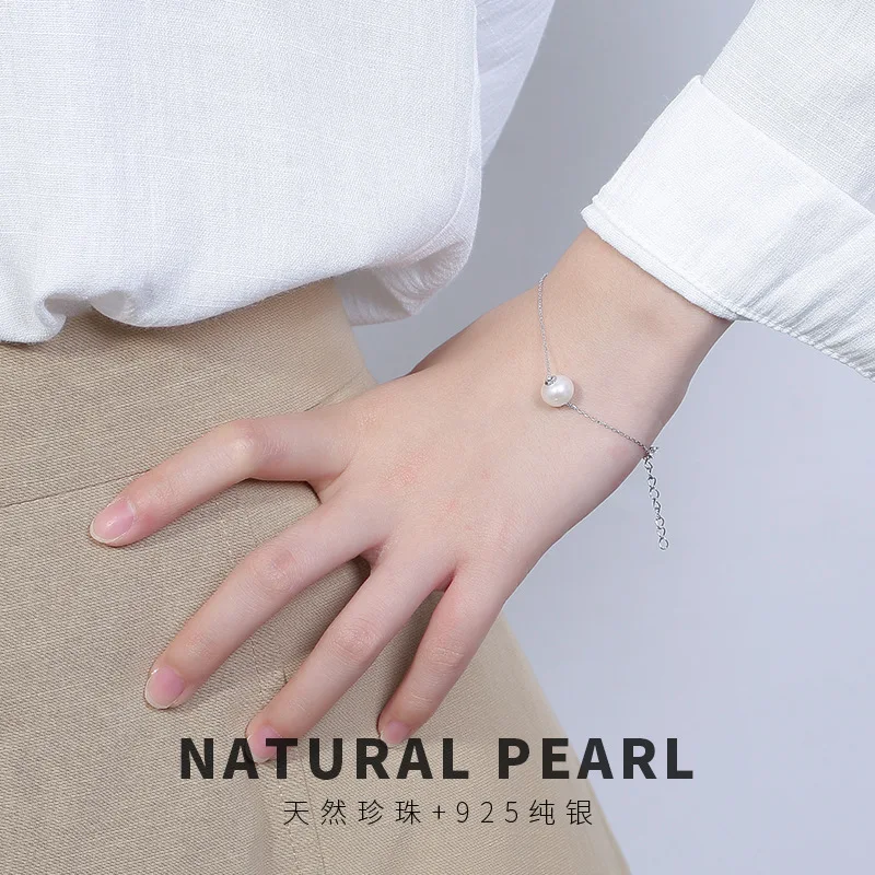 

Fengxiaoling Natural Freshwater Pearl Charm Bracelets 925 Sterling Silver Cute/romantic Bracelets Anniversary Gifts Fine Jewelry
