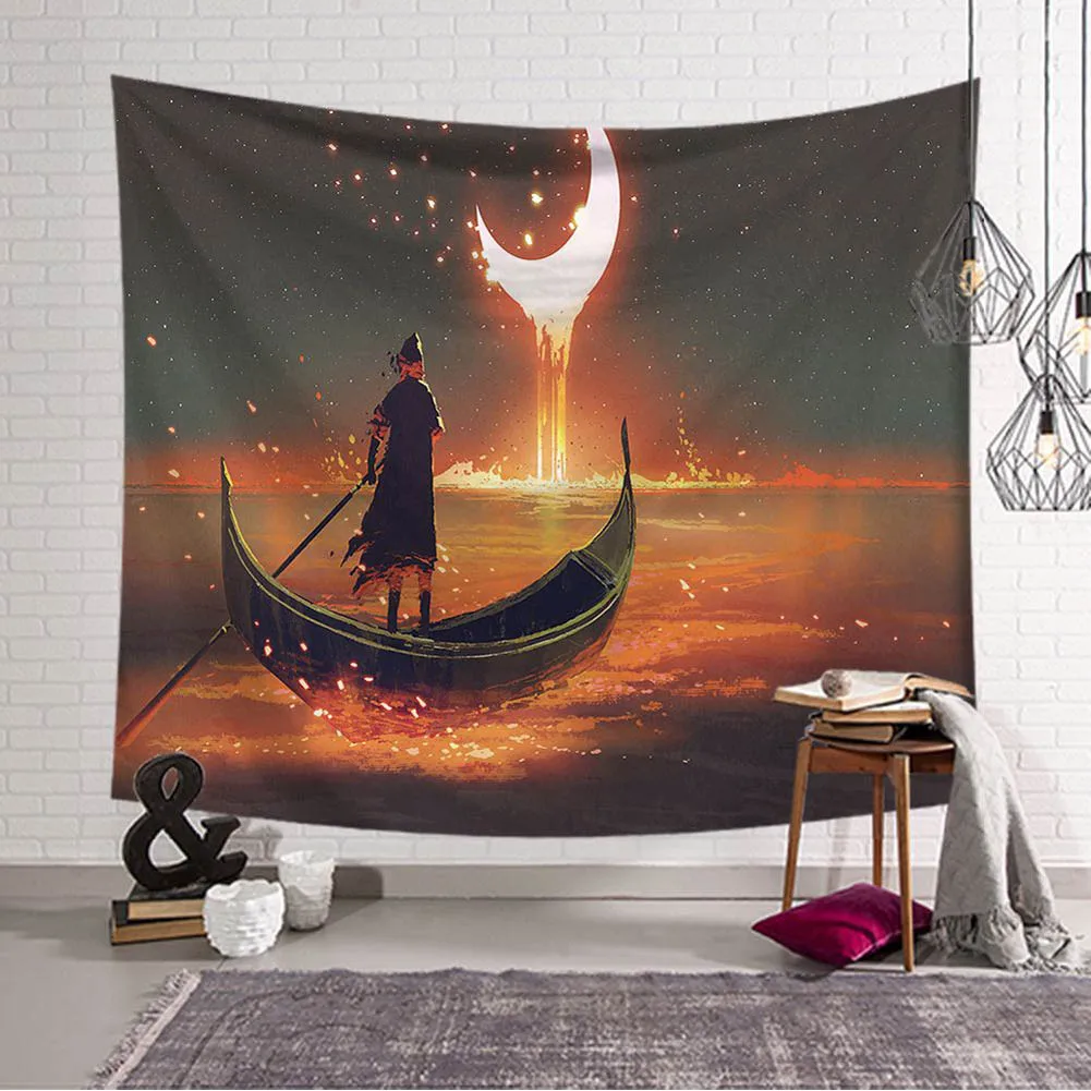 Гобелен в морском стиле Dreamlike пляжное полотенце с узором виде Луны и медузы