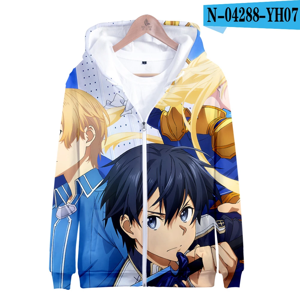 Аниме Толстовка с капюшоном Sword Art онлайн Алисия повседневные толстовки с капюшоном на молнии для мальчиков Academy SAO World пальто японский мультфильм - Цвет: one