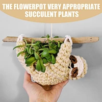 household flowerpot cute cartoon sloth shape eco friendly braid fabric hanging succulent pot home creative hanging decoration