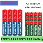 Новинка 1,5 в AA 9800 мАч + 1,5 в AAA 8800 мАч Щелочная аккумуляторная батарея в для часов игрушек камеры аккумулятор