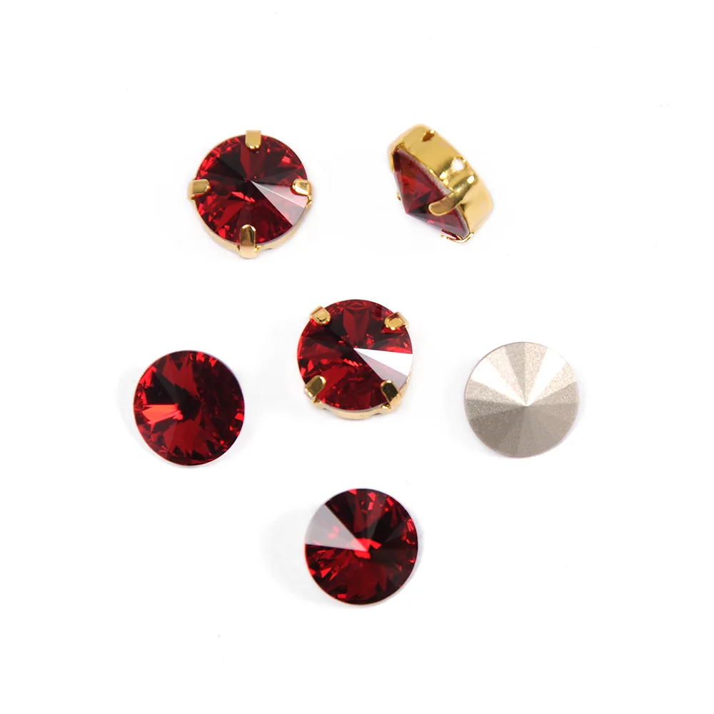 Красные хрустальные стразы Rivoli Siam со стеклянными камнями в форме когтей для украшения одежды, украшения Стразы