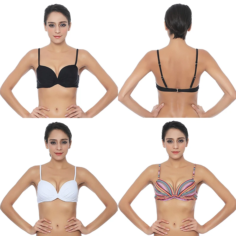 Женский купальник бикини сплошной цвет сексуальный с принтом пуш ап пляжный