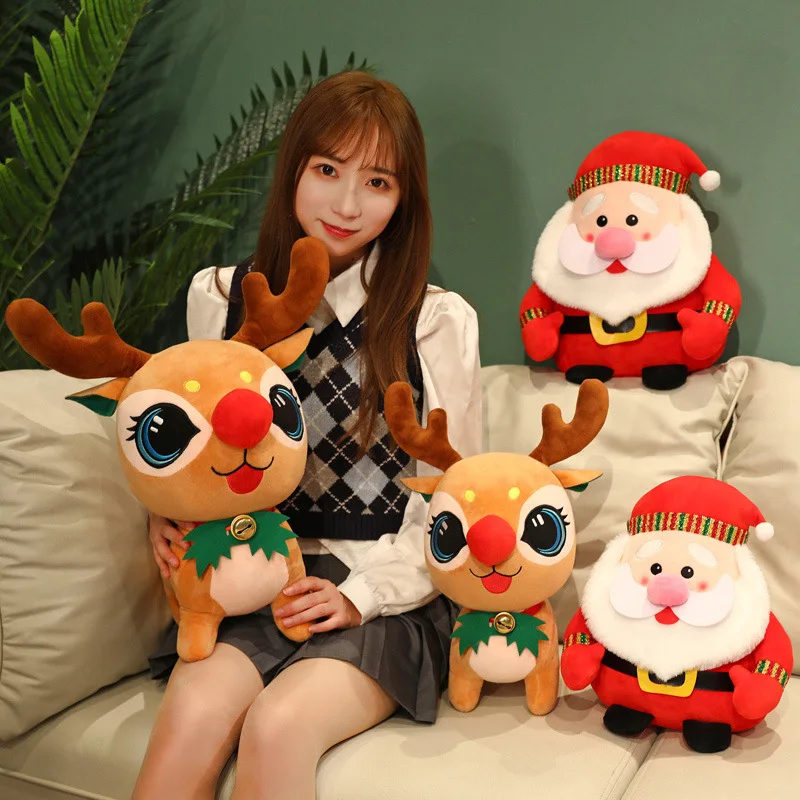 

Классическая плюшевая игрушка Санта-Клаус Олень, кукла в качестве рождественского подарка для девушки, плюшевые набивные животные, Симпати...