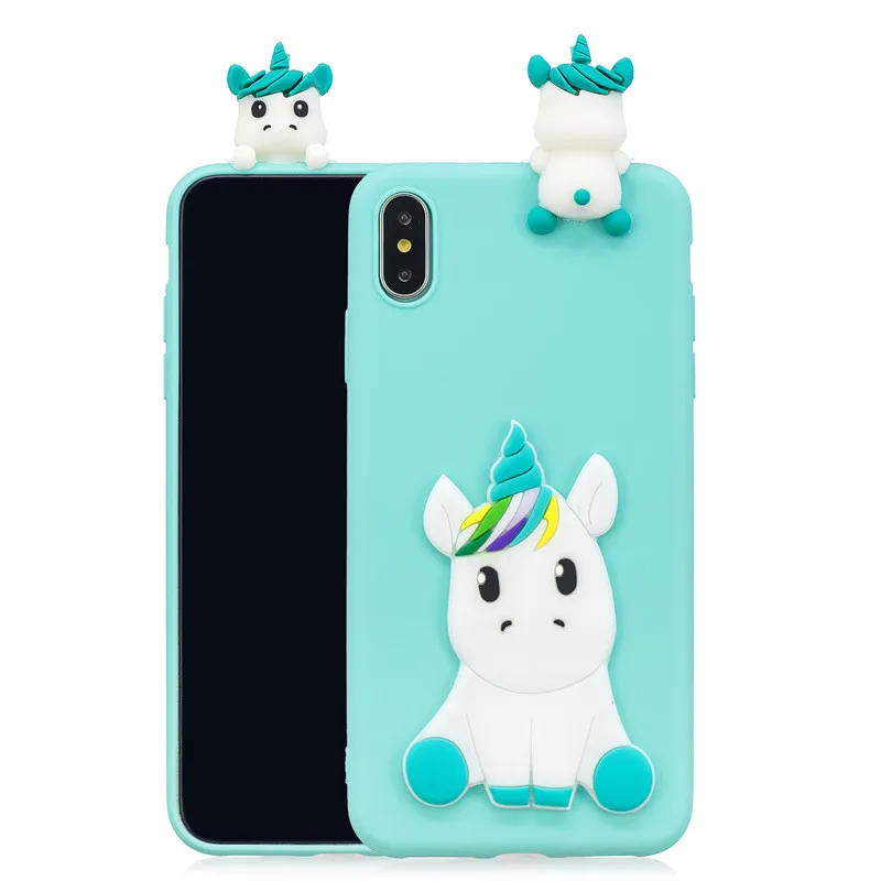 Милый 3D мультяшный игрушечный панда Единорог Мягкий ТПУ чехол Fundas для iPhone 11 Pro Max X