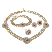 fashion sunflower girl cuban crystal high end jewelry set hip hop style ladies necklace bracelet gypsophila jewelry set