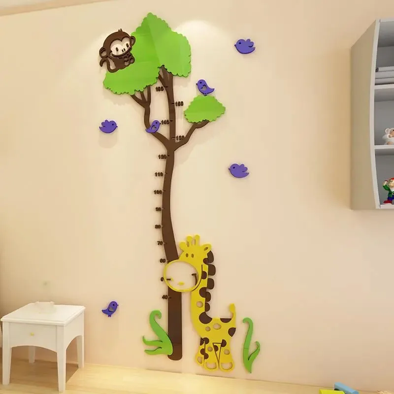 

3D мультяшный измеритель высоты, Настенная Наклейка для детской комнаты, детского сада, линейка для высоты, настенная наклейка, дерево, обезь...