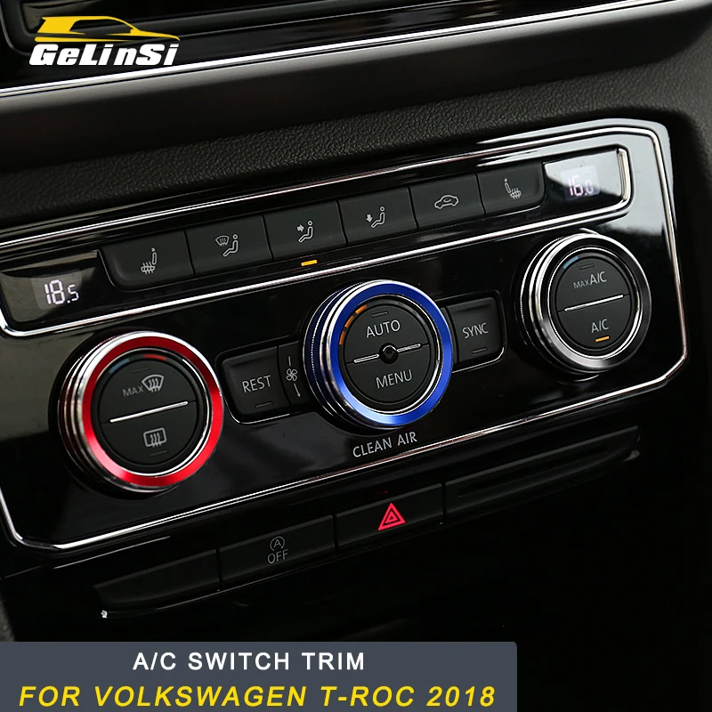 GELINSI для Volkswagen T ROC 2018 3 шт. переключатель A/C отделка рамки наклейки Чехлы