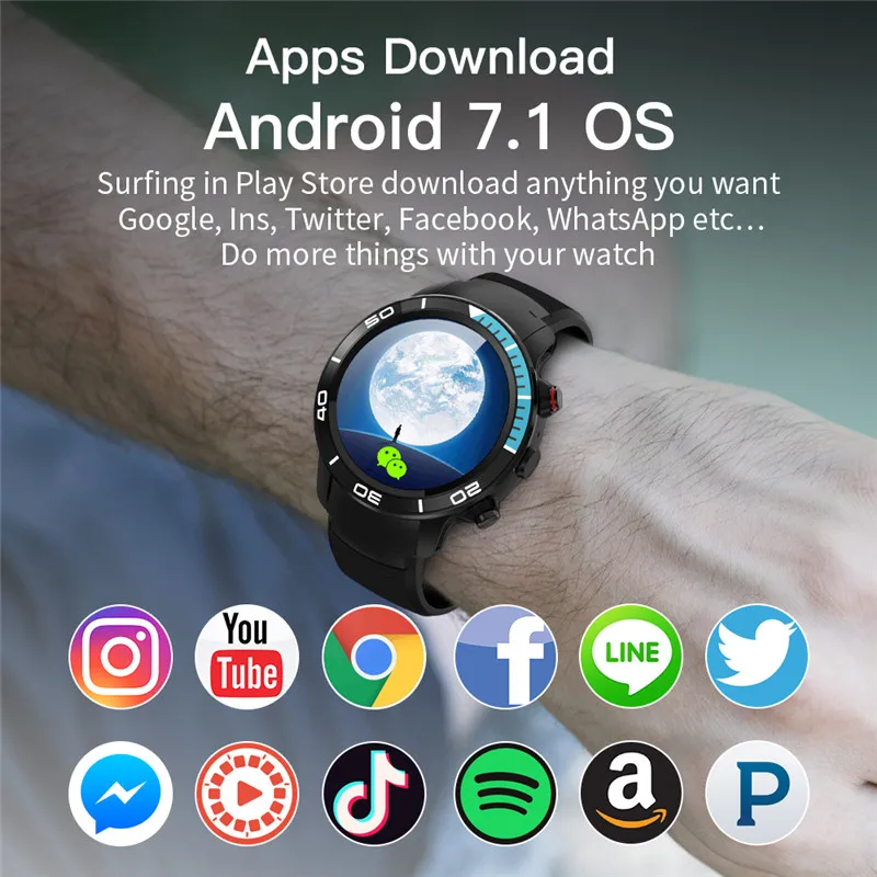 Смарт часы H8 на Android 1 ГБ 16 Ip68 водонепроницаемые Bluetooth wifi умные мужские GPS карты goolgle