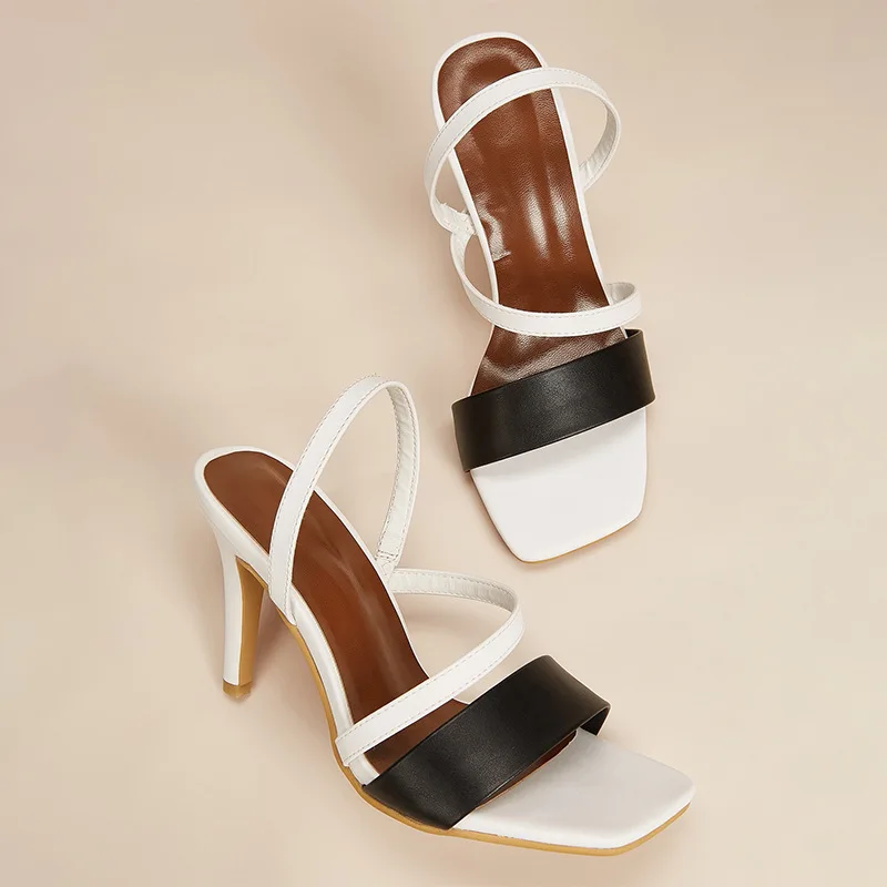 

Новинка 2021, женские и универсальные сандалии с открытым носком на высоком каблуке, повседневные уличные однотонные сандалии