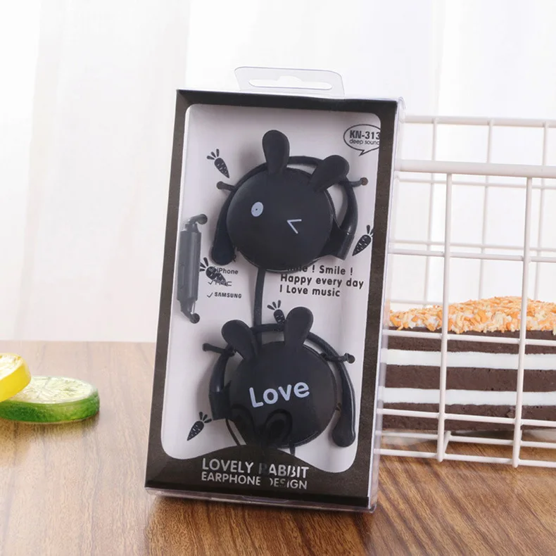 

Cute Student Girl Earphone Cartoon Lovely Rabbit Bunny Wired Ear-hook Headset Headphone 3.5mm 1.2m With Mic