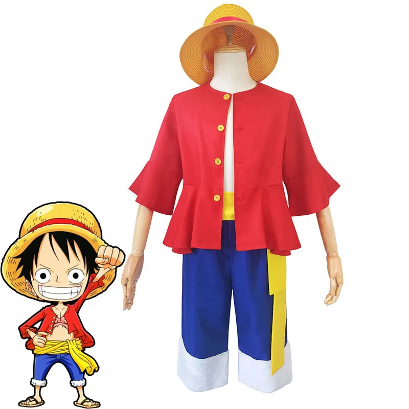 

One Piece Monkey D. Luffy Cosplay Costume and Straw Hat Unisex Anime Clothing Luffy Costumes Second Generation Full Outfit