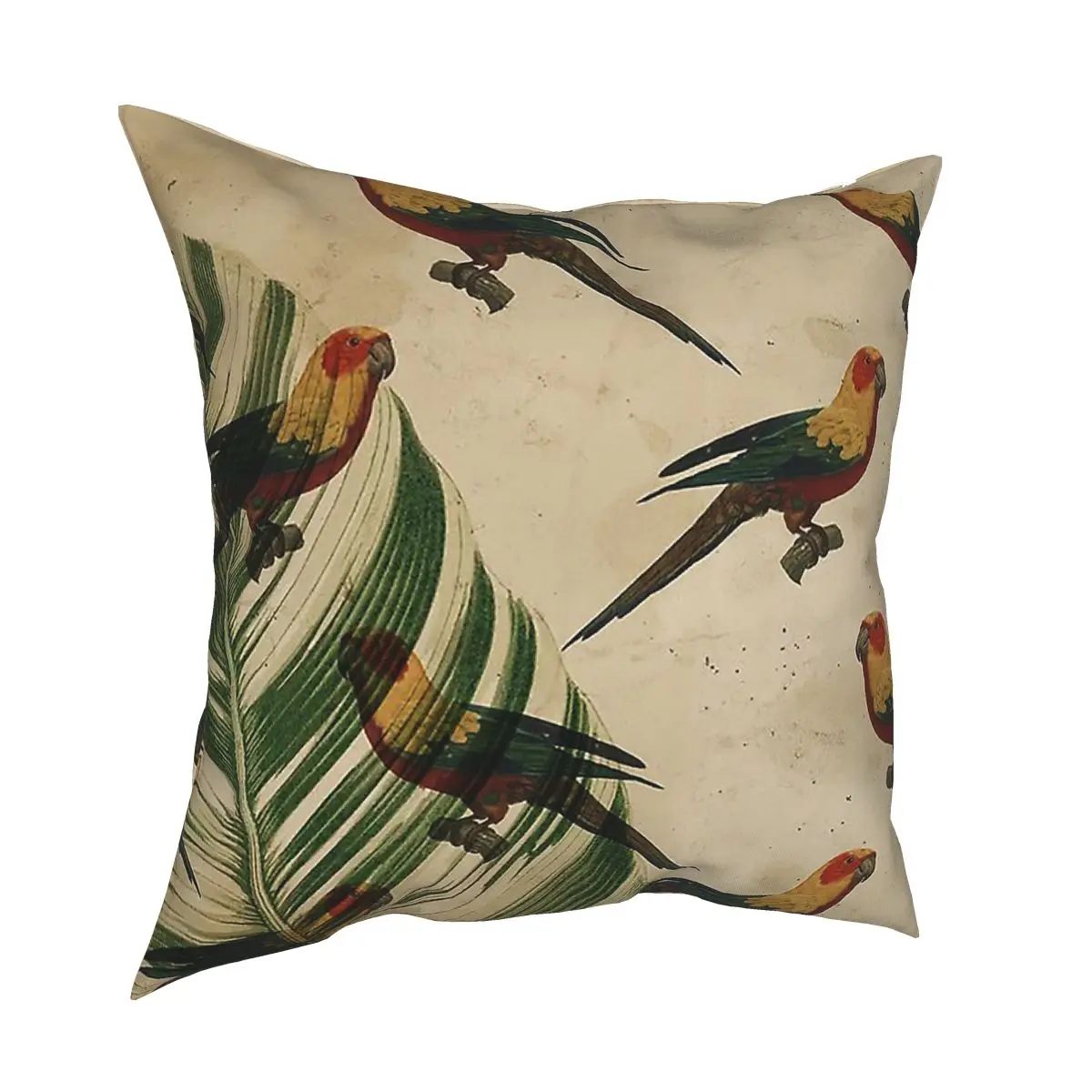 

Винтажная наволочка с рисунком попугаев и птиц, домашние декоративные подушки с животными, декоративная подушка для автомобиля из полиэсте...