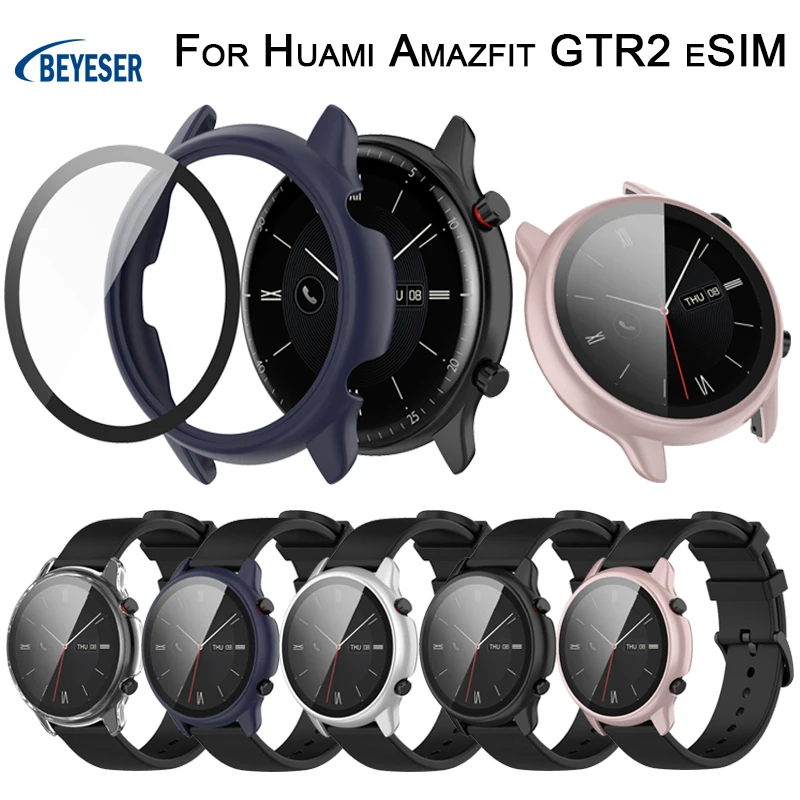 

Cover For Huami Amazfit GTR2 eSIM PC Case + Tempered Glass Screen Protectors For Amazfit GTR2 e SIM Smart Watch Cover New