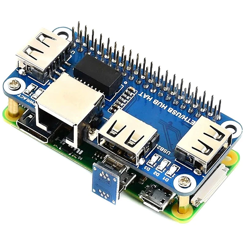 

for Raspberry Pi 4 Expansion Board Ethernet/USB Hub HAT 5V, with 1 RJ45 10/100M Ethernet Port and 3 USB Ports